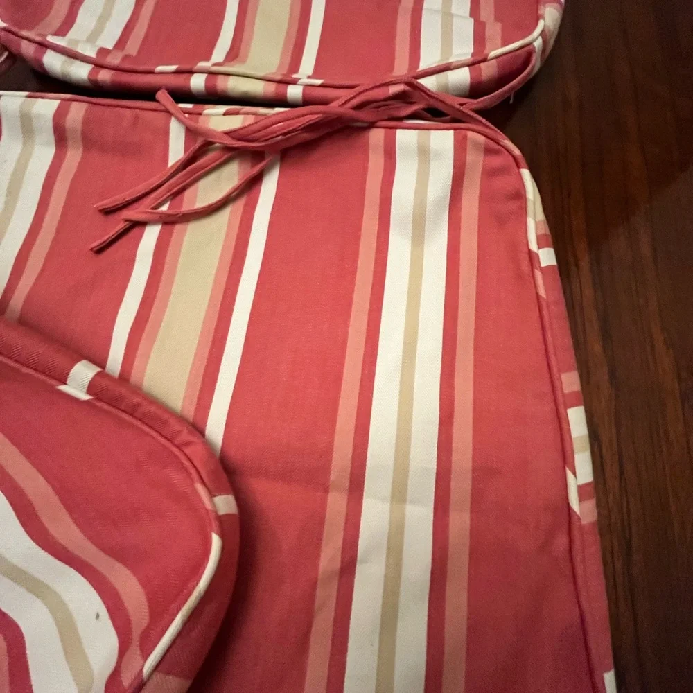 Pottery Barn Pink and Cream Striped chairs / cover (2)